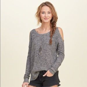 Olive Green Hollister Cold shoulder sweater
